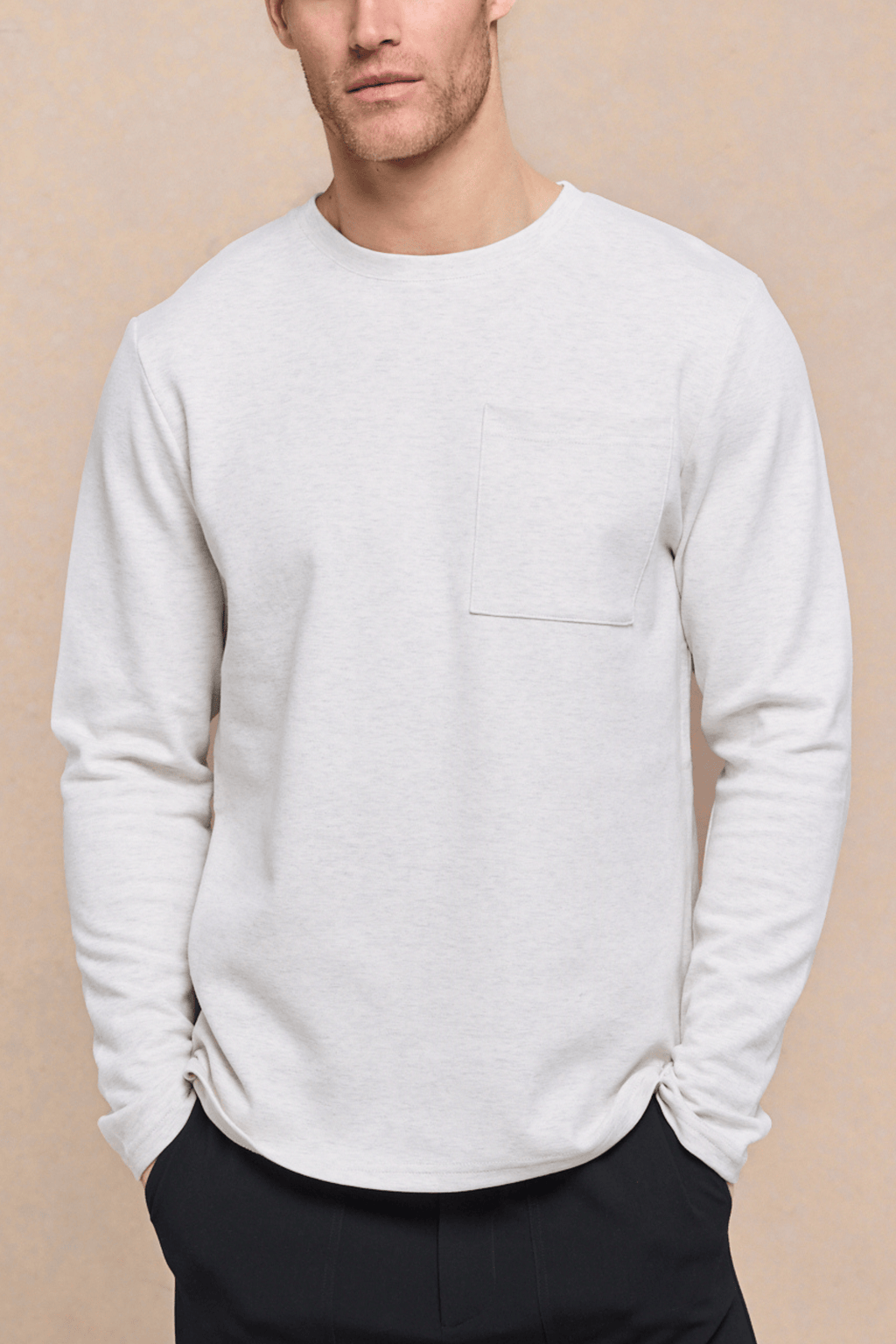 Tyler Long Sleeve Pocket T-Shirt - Stone Marl