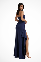 Zafira | Women’s Wedding Guest Strapless Maxi Dress with Side Slit